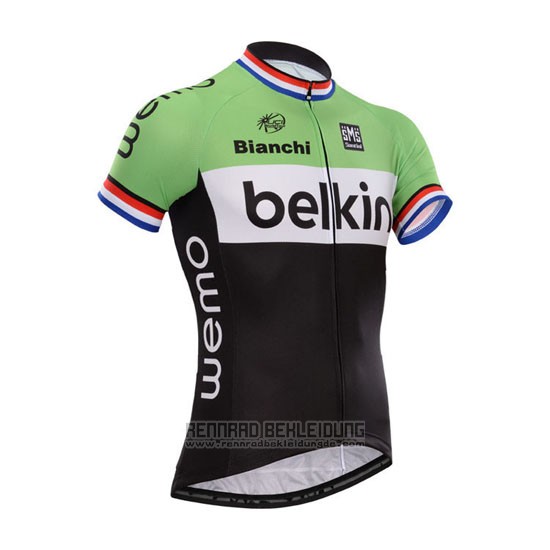 2014 Fahrradbekleidung Belkin Shwarz und Grun Trikot Kurzarm und Tragerhose